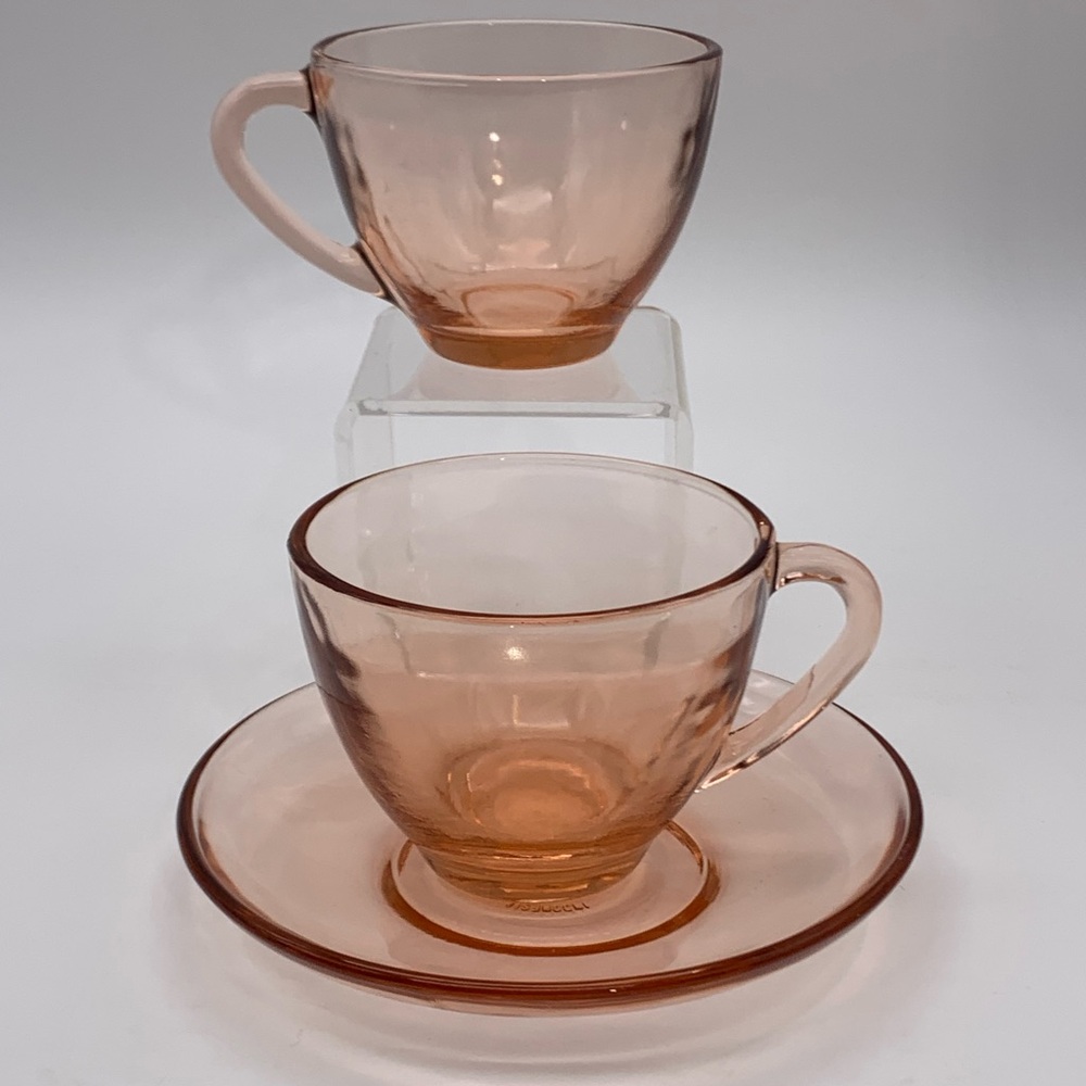 3 Piece Vintage KIG Rose Pink 6 Oz Coffee Tea Cup Mug With Saucer Indonesian